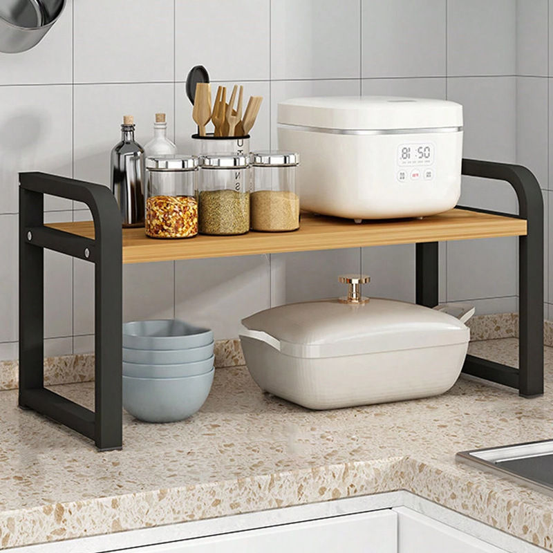 Encimera cocina estante en capas escritorio estante de almacenamiento de doble capa gabinete de almacenamiento multifuncional tablero de partición estante de condimento