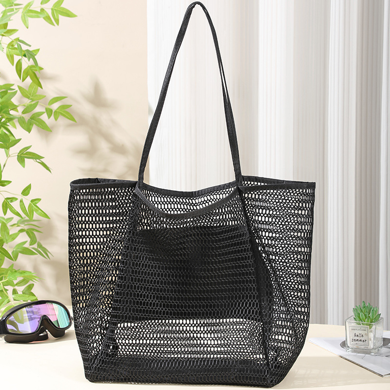 Bolsa de playa de explosión transfronteriza portátil de gran capacidad bolsa de malla de viaje al aire libre de un solo hombro bolsa de almacenamiento de baño de playa