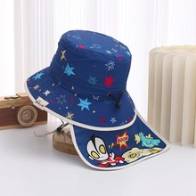 儿童帽子春季新款奥特曼披肩可拆卸卡通渔夫帽男女宝宝潮酷遮阳帽