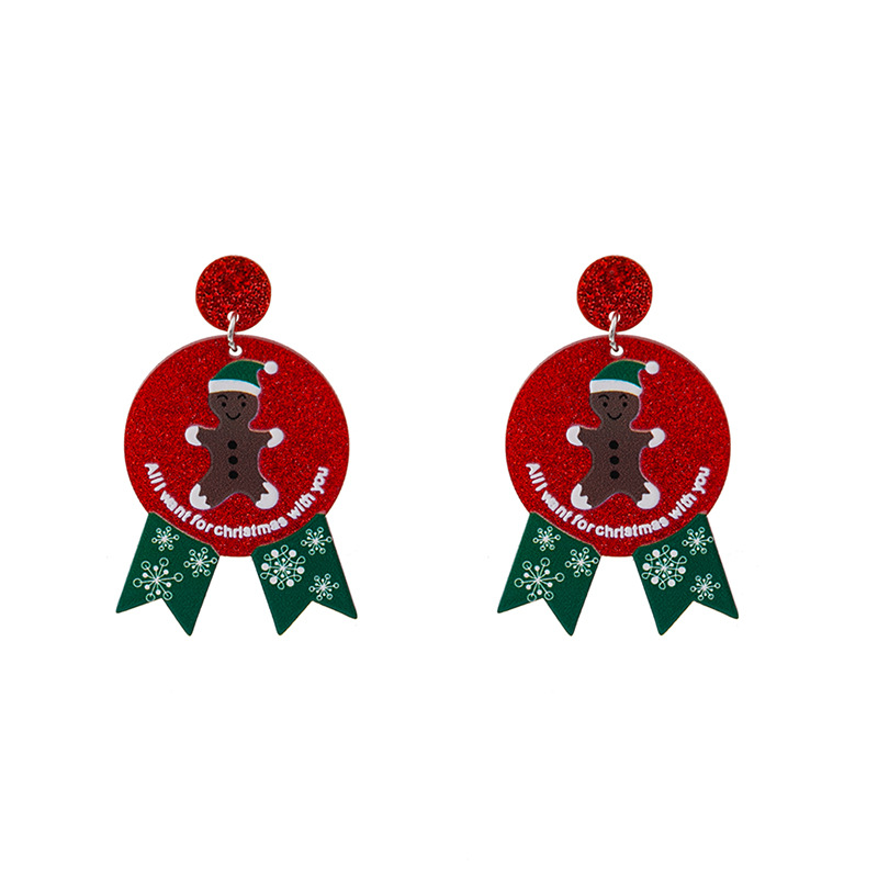 1 Paire Style De Bande Dessinée Sapin De Noël Placage Arylique Boucles D'oreilles display picture 2