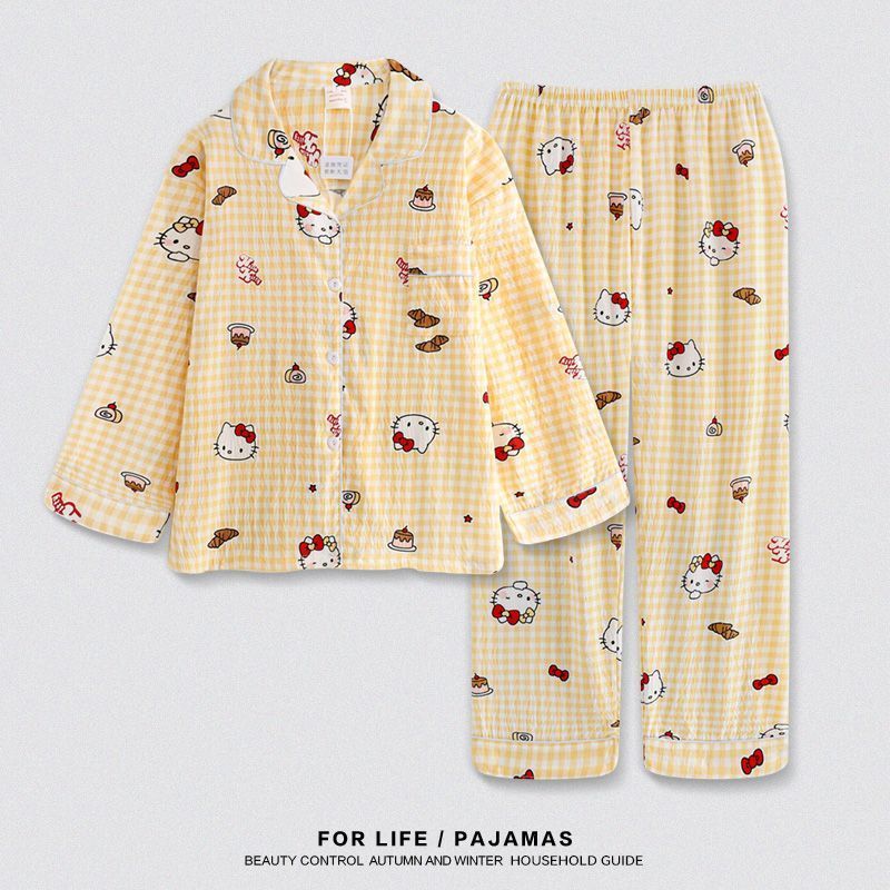 Douyin texto cifrado pantalones de manga larga pijamas mujer nube algodón primavera y verano celebridad de Internet pequeño libro rojo cómodo y dulce servicio a domicilio de dibujos animados