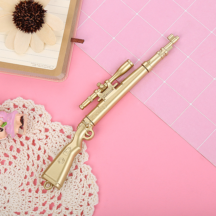 Pluma de góner de rifle creativo Pluma a base de agua negra coreana Papelería de aprendizaje lindo Material de oficina Bolígrafo personalizado