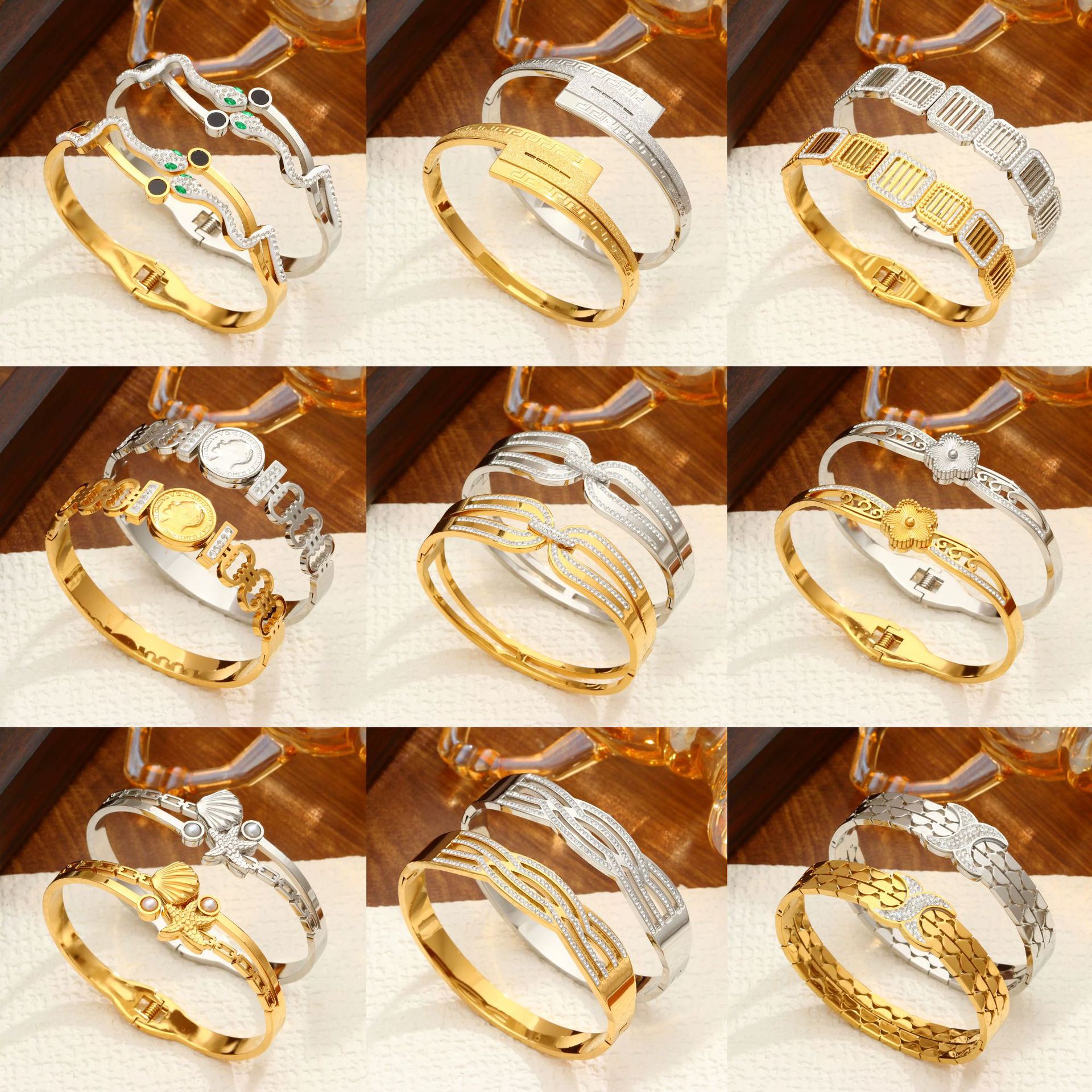 fashionable golden bracelet stainless steel