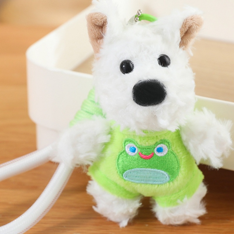 Cute niña garabateado perro West Highland puppy peluche mini muñeca regalo bolsas colgantes al por mayor