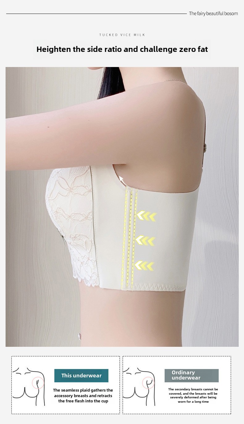 Große Größen Unterwäsche Damen Dünner Push-Up Verstellbarer Brustverschluss für dicke Mädchen Kleine Größe Mädchen Latex Spitzen-BH_voghion.com