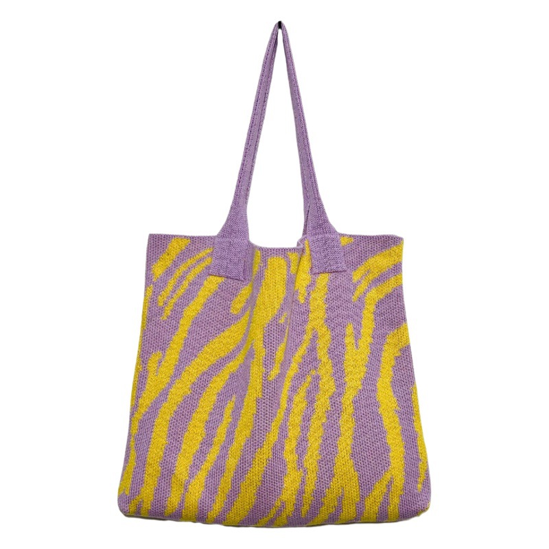 2022 Nuevo ins bolsa de punto bolsa de hombro de moda bolsa de rayas de gran capacidad bolsa de asas retro bolso de las mujeres