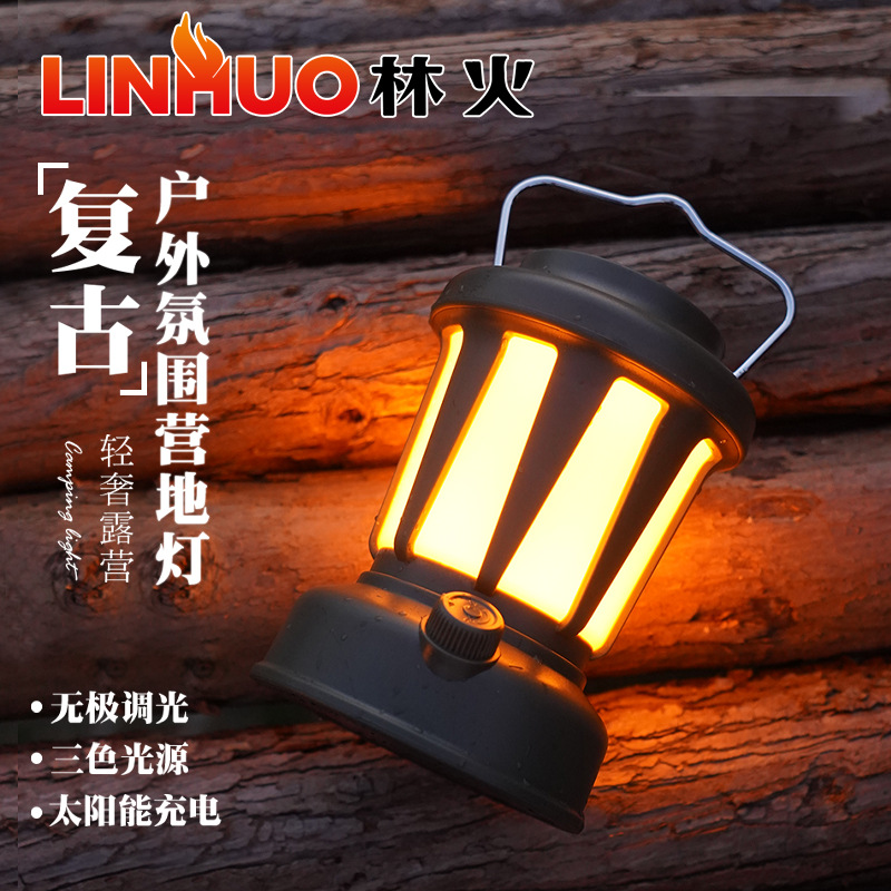 Nuevo transfronterizo linterna solar brillante larga resistencia al aire libre portátil camping electrodeless oscurecimiento colgante lámpara de camping