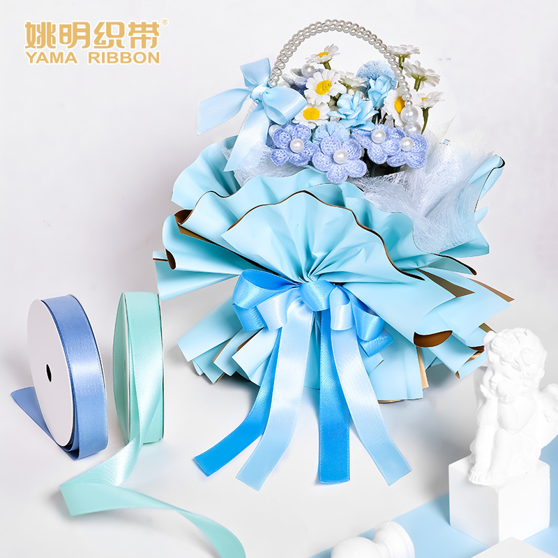 Yao Ming 7700 poliéster Cinta Azul ramo caja de regalo embalaje hornear accesorios para el cabello trenzado lazo del pelo cinta del pelo arco