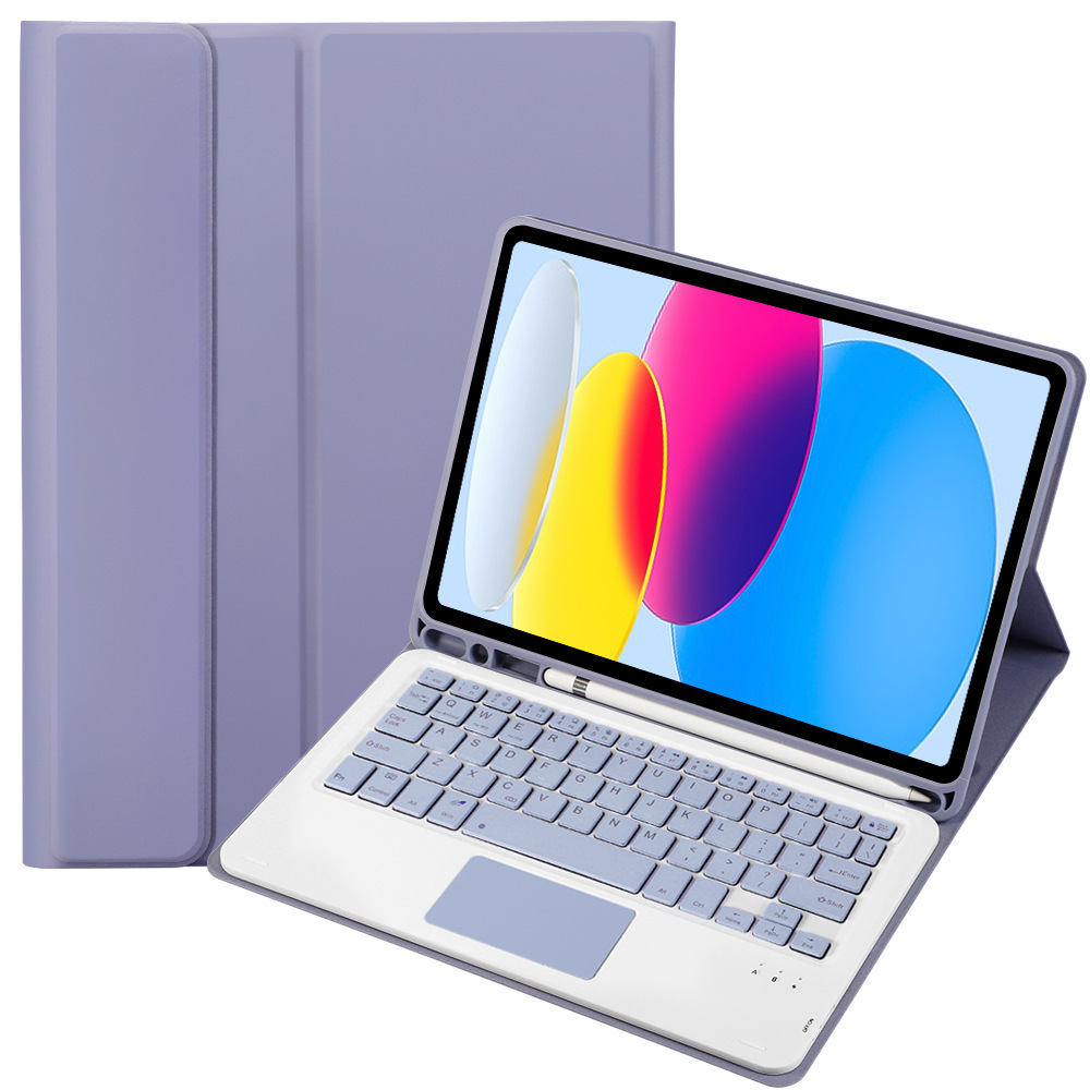 라벤더 퍼플 가죽 케이스 + 스퀘어 키 터치 키보드