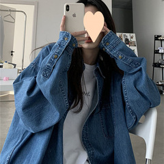 复古牛仔衬衫女春秋季女装新款设计感小众韩版上衣宽松气质衬衣女
