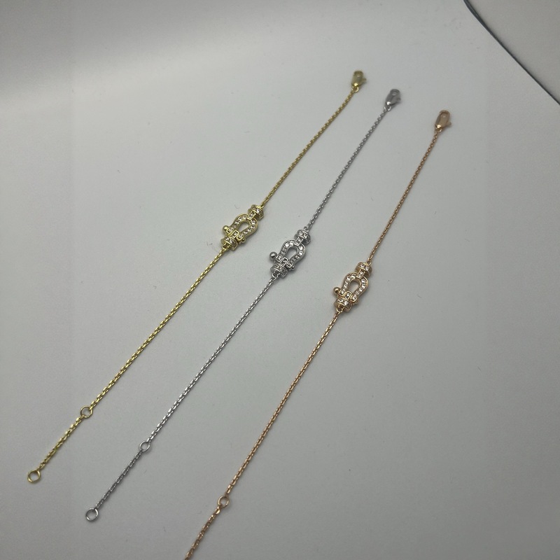 精工版小马蹄扣手链女小号满钻U形18k玫瑰金镶钻锁骨链工厂批发|undefined
