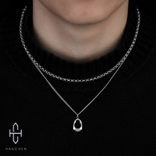 镂空水滴项链男钛钢不掉色欧美潮流时尚设计锁骨链女叠戴饰品批发