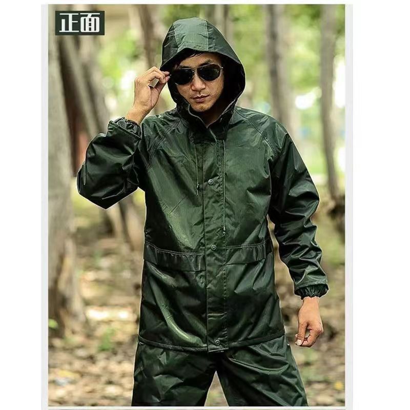 Olive Green Split Military Green Raincoat and Rain Pants Set Motorcycle Cycling Breathable Hiking Flood Prevention Rescue Raincoat Olive Green Split Military Green Raincoat and Rain Pants Set Motorcycle Cycling Breathable Hiking Flood Prevention Rescue Raincoat