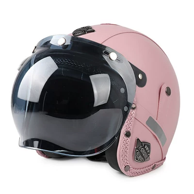 Motosiklet dəbilqələri — and Women, Winter Warm Motorcycle - m-retro-pink-black-tea-bubble-mirror-you-can-leave-a-message-to-exchange-for-a-transparent-mirror-free-hat-brim-face-towel
