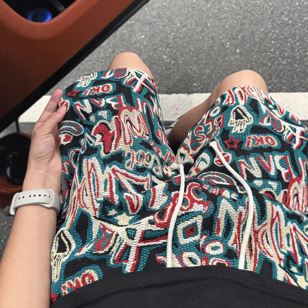 Men's Hawaiian Ethnic Style Printed Shorts Summer Sporty Loose Casual Five-Point Beach Pants_viptrois.com