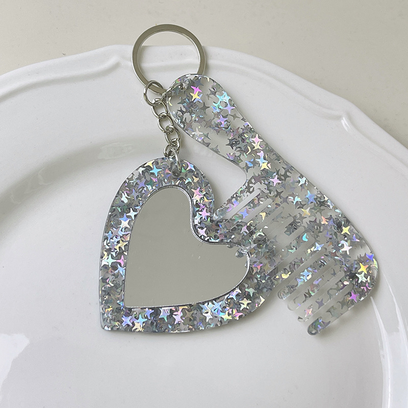 新しい小さな新鮮なインスタイルグリッタースパンコール愛化粧鏡キーホルダーペンダント diy バッグペンダントアクセサリー|undefined