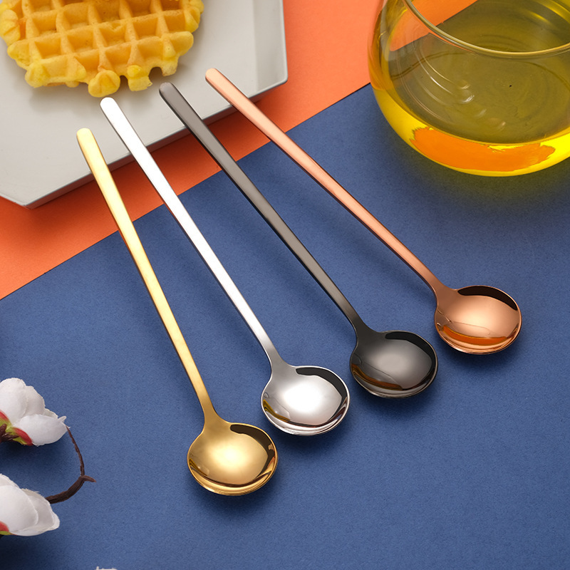 304 Stainless Steel Small Round Spoon Stirring Coffee Spoon Long Handle Ice Spoon Cake Dessert Ice Cream Small Spoon Soup Tea Spoon 304 Stainless Steel Small Round Spoon Stirring Coffee Spoon Long Handle Ice Spoon Cake Dessert Ice Cream Small Spoon Soup Tea Spoon