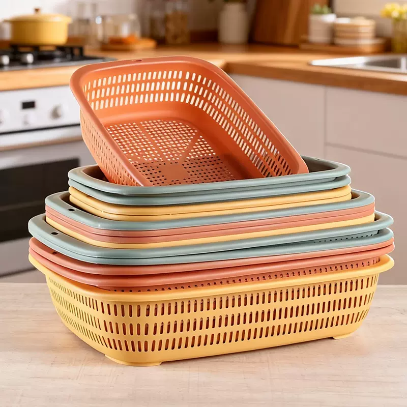 商用烧烤麻辣烫塑料筐收纳篮长方形洗菜篮子大号周转筐厨房沥水篮