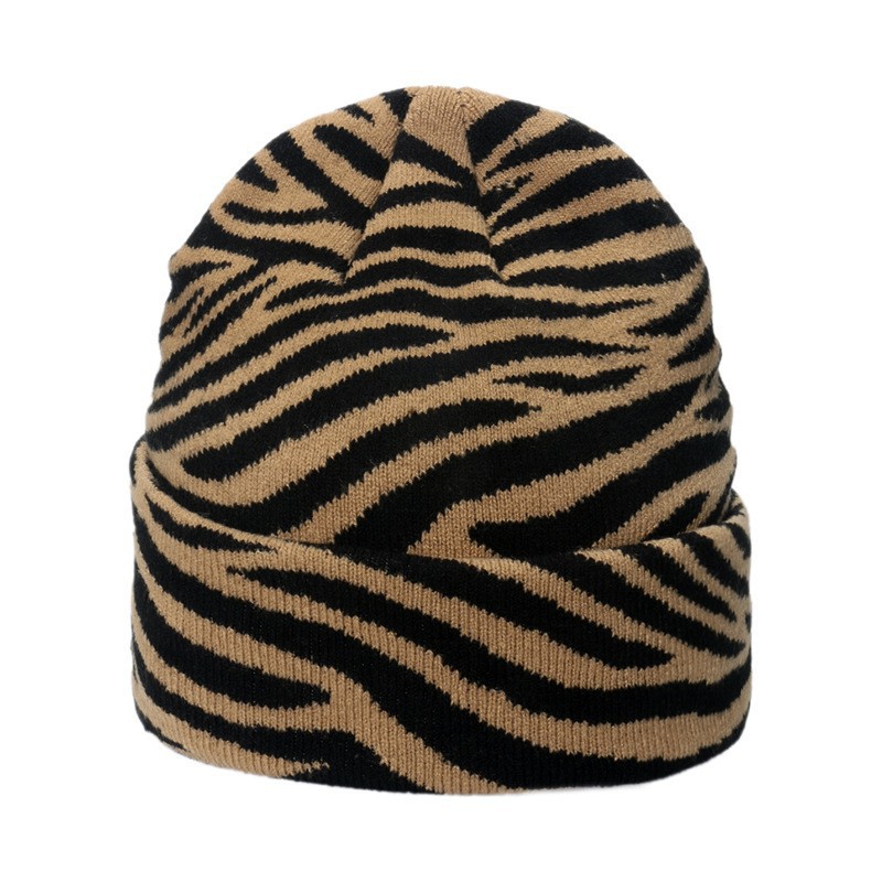 Autumn and winter face small thermal hat student cute leopard print cow knitted hat woolen hat Internet celebrity_voghion.com