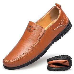 Doug Shoes Spring Men's Leather Shoes Korean Style Slip-on Casual Shoes Comfortable Soft Bottom Driving Work Cross-border Soft Bottom Leather Shoes for Men
