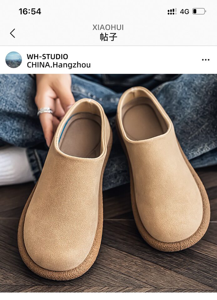 Dép sandal nam bít mũi da PU đế dày chống trượt kiểu lười xỏ chân — Màu nâu, màu be, màu đen chi tiết 2