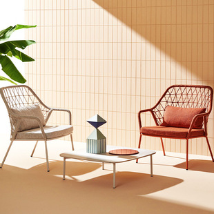 Outdoor Rattan Chair Balcony Simple Leisure Chair Courtyard Garden Rattan Chair Waterproof Sun Protection Coffee Chair Open-Air Dining Chair