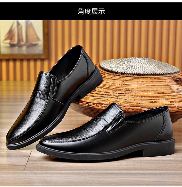 Giày da nam công sở mũi nhọn vân da nổi, kiểu Anh, gót thấp 1–3 cm — XH01 màu đen chi tiết 16