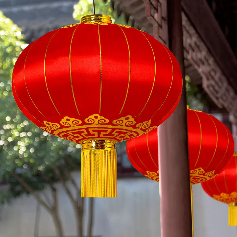 大红铁口灯笼户外防水防晒喜庆广告灯笼新年商场装饰铁口绸布灯笼
