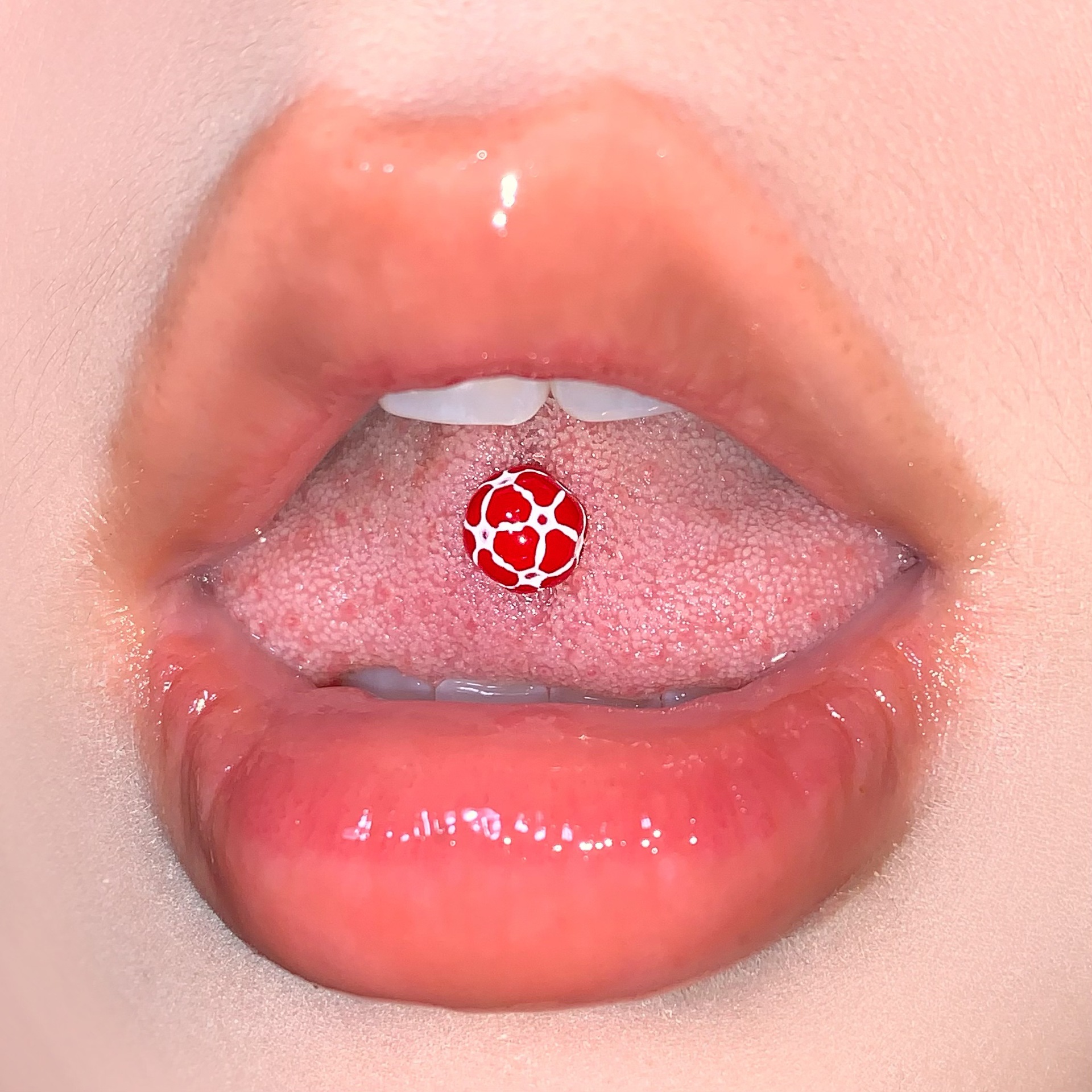 Labret stud lip piercing jewelry styling detail