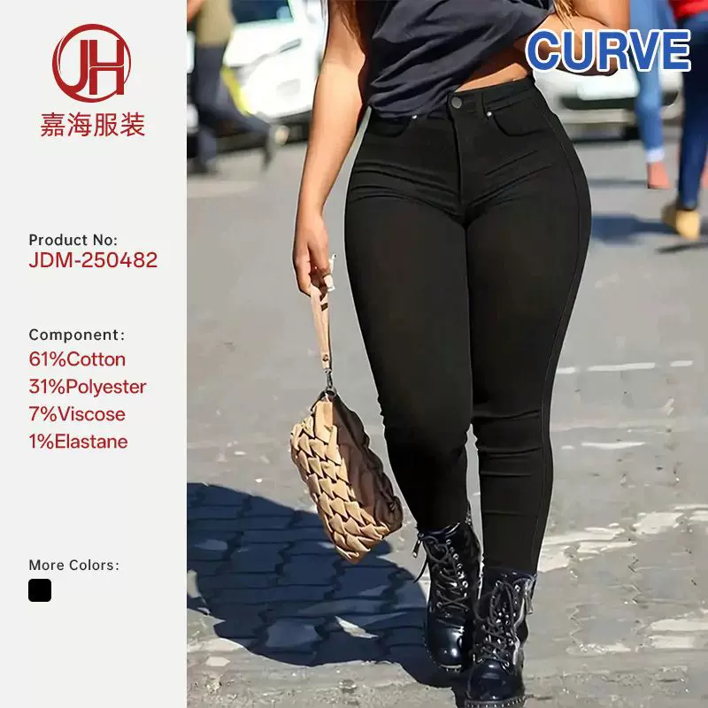 跨境大码提臀小脚牛仔裤欧美女装外贸牛仔裤跨境高腰显紧身高弹力