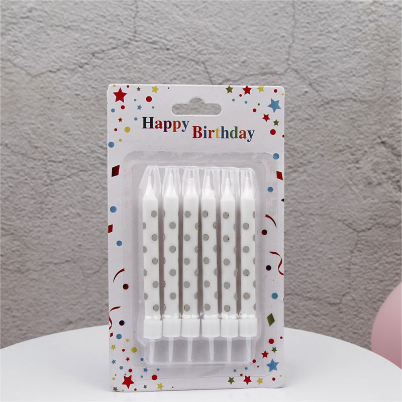 大6根0.8宽直杆蜡-白底银色圆点