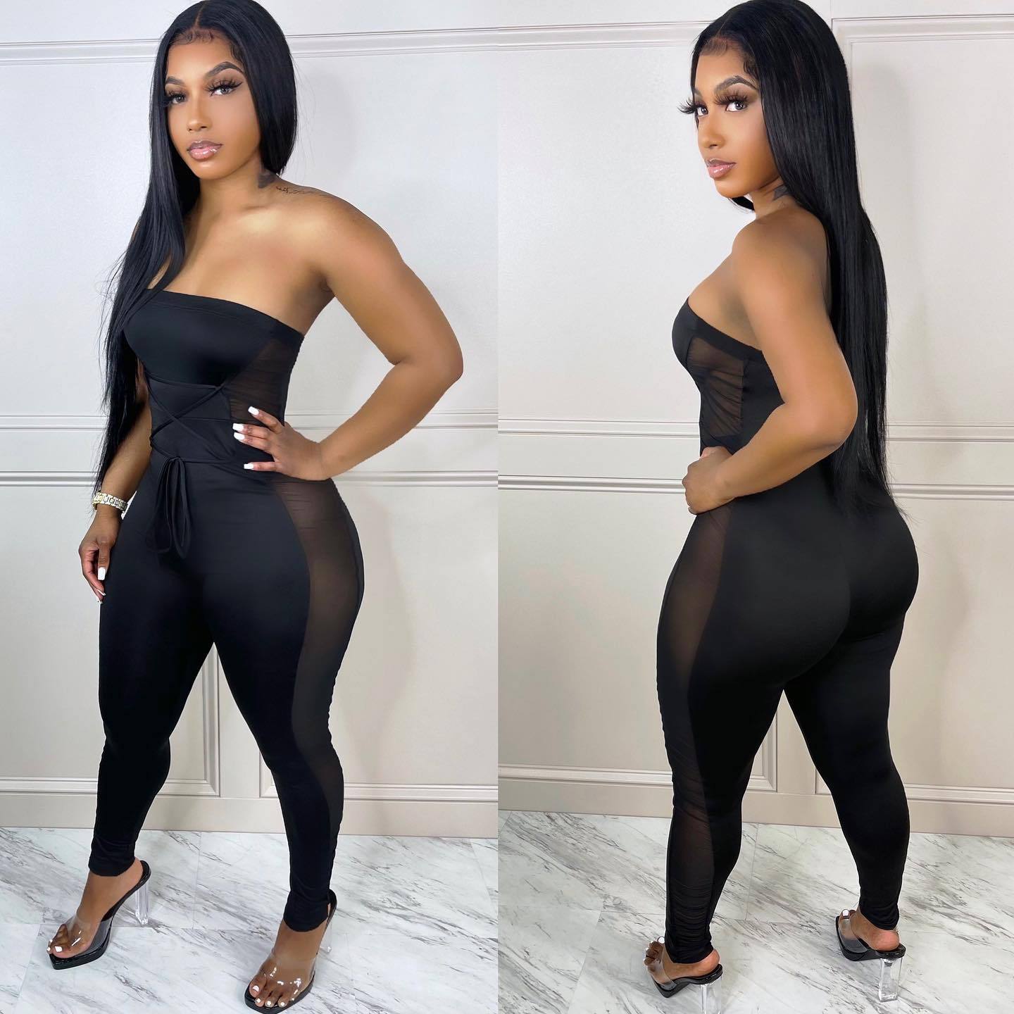 Sexy Bodycon Mesh Jumpsuit Für Damen Langarm Freizeitmode_voghion.com