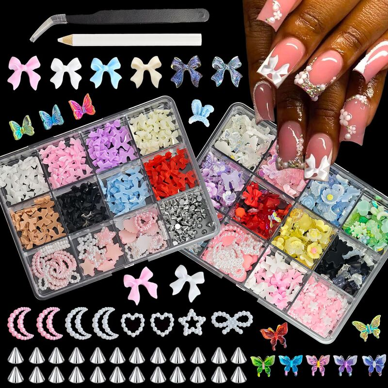 12-Piece Pearl Petal Bow Resin Rhinestone Nail Hollow Heart Butterfly DIY Small Accessories White Bow 12-Piece Pearl Petal Bow Resin Rhinestone Nail Hollow Heart Butterfly DIY Small Accessories White Bow