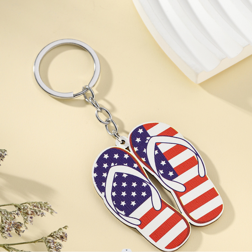 13g Weight Keychain Classification 1 Piece Quantity Daily Occasion Wood Material American Flag, Eagle Pattern Unisex Gender Retro Style 1 Piece Retro American Flag Eagle Wood Unisex Keychain 23