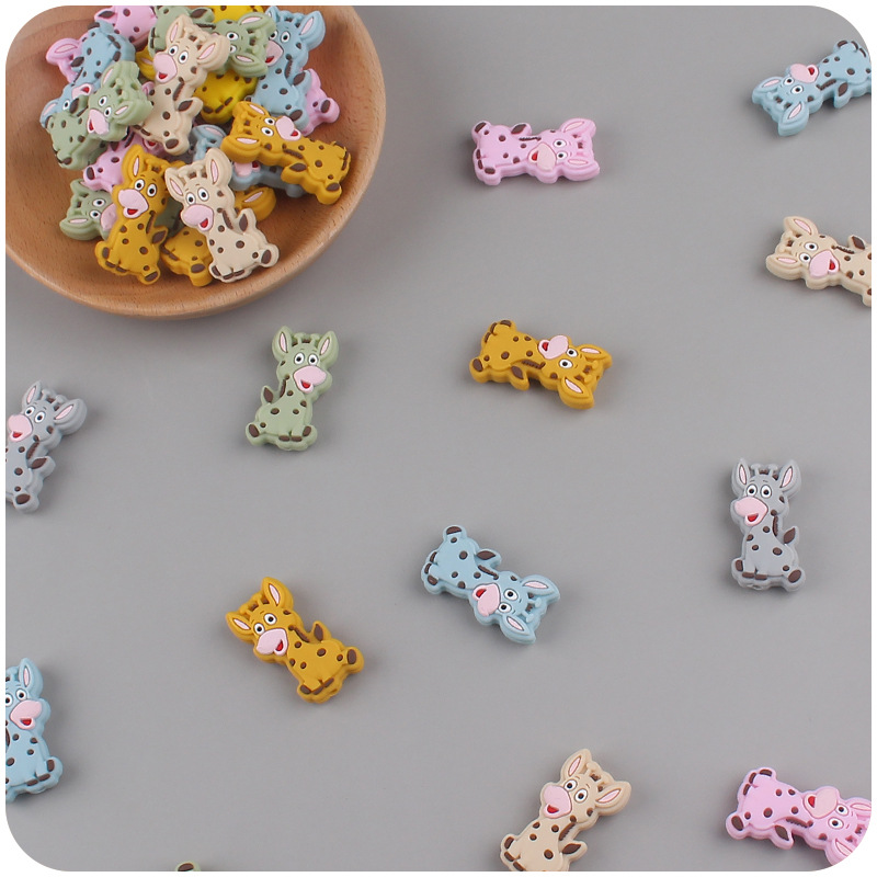 Bebé suministros de dibujos animados animal silicona jirafa mordedor creativo DIY bebé molar pezón anti-gota cadena Accesorios