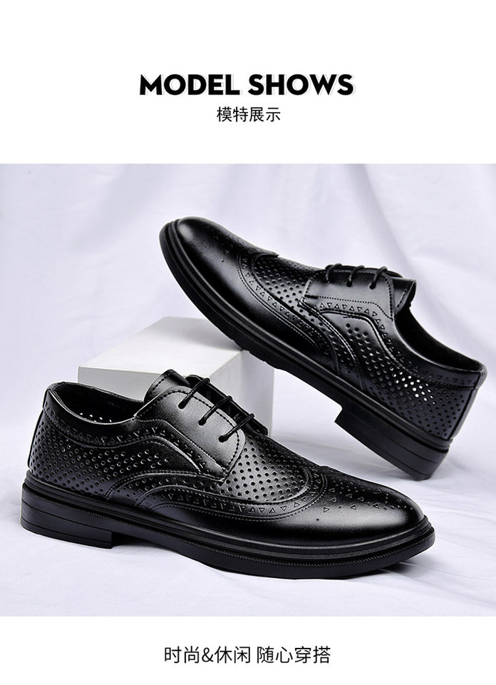 Giày da nam công sở cao cấp thoáng khí tăng chiều cao, gót vuông 3–5 cm — BK-2 màu đen chi tiết 14