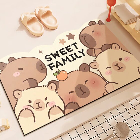 Kapibala Bathroom Floor Mat Toilet Door Water Absorbent Floor Mat Toilet Non-Slip Diatom Mud Toilet Foot Mat