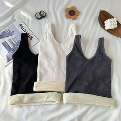 New Autumn/Winter Warmth-Keeping Base Layer Tank Top with Sleeveless Design, Stylish Strappy, Body-Shaping, Seamless, Fleece Lined Blouse for Women