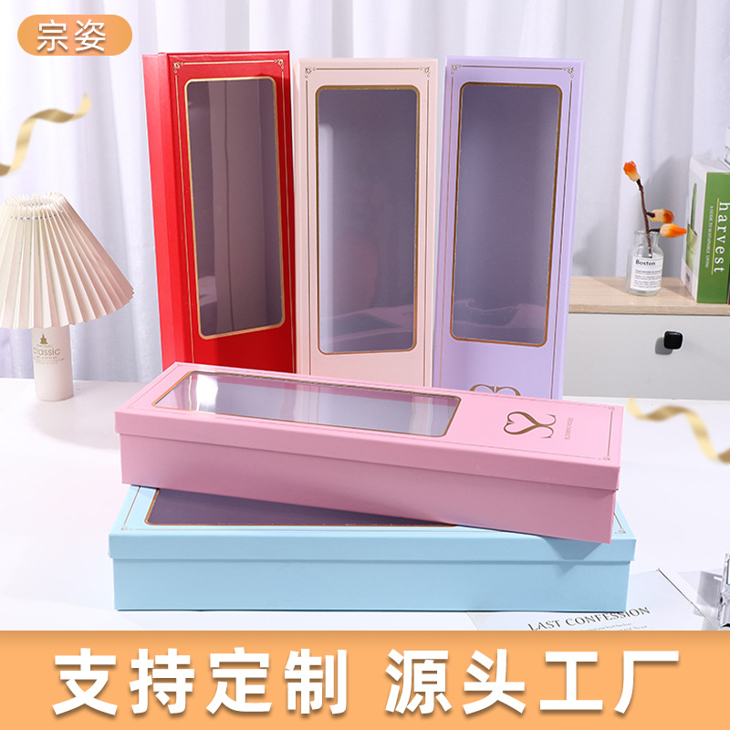 长方形鲜花包装盒 透明烫金印花鲜花包装盒 可视开窗花束礼品盒