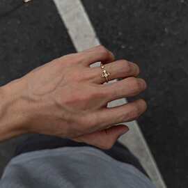 独特设计鸢尾花复古锆石十字花戒指男高级感小众ins轻奢可调节