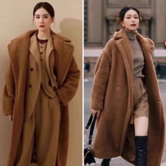 テディベアコートの女性の中の長さのファッション冬の韓国版羊の小毛の厚い毛の大きいサイズの毛皮のコート