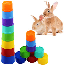 亞馬遜熱銷寵物用品兔子玩具彩色疊杯套裝益智趣味覓食尋食疊疊杯