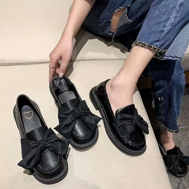 2025 новые летние универсальные туфли-лодочки с бантом в стиле Мэри Джейн, женские туфли в британском стиле, маленькие кожаные туфли, туфли на плоской подошве JK