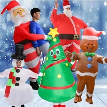 跨境亞馬遜聖誕節雪人裝扮服卡通人偶演出活動道具姜餅人充氣服裝