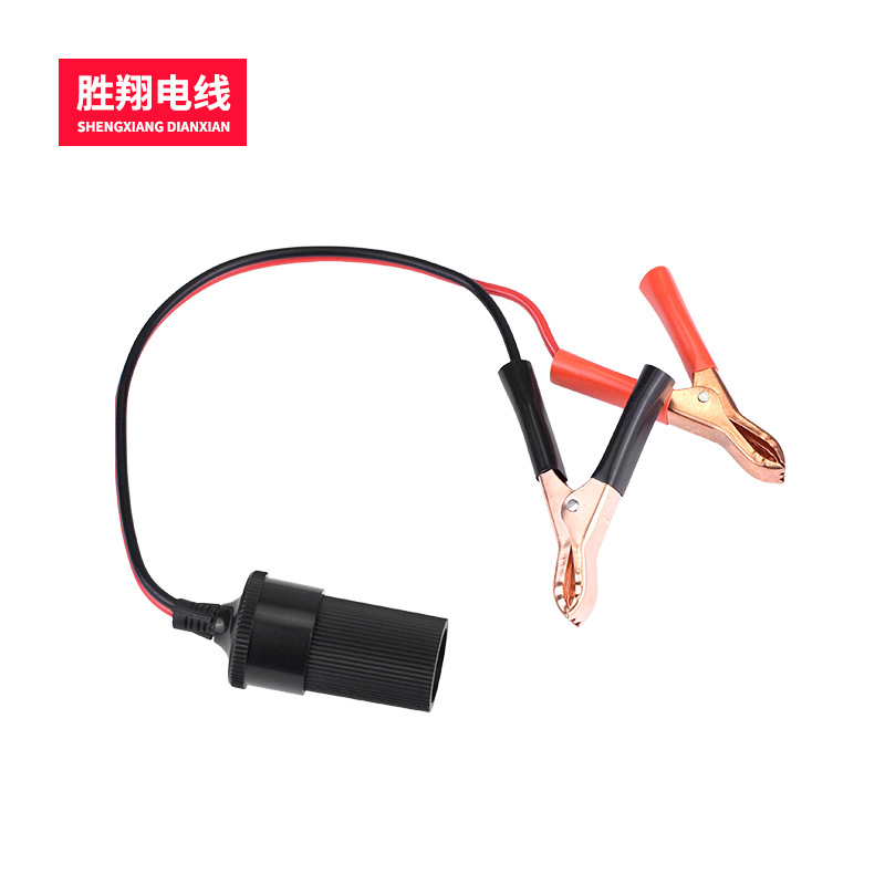 电瓶连接鱼夹线 红黑电瓶鱼夹线车用 鱼夹线点烟器带母座厂家供应