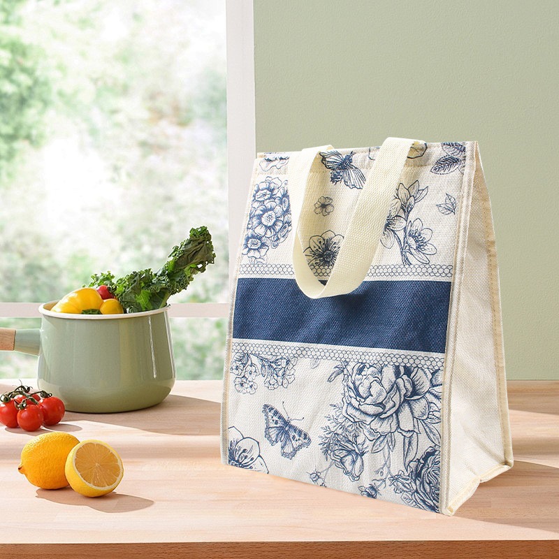 跨境茶系高级复古时尚花色奶茶专用保温袋外卖打包袋餐饮手提袋