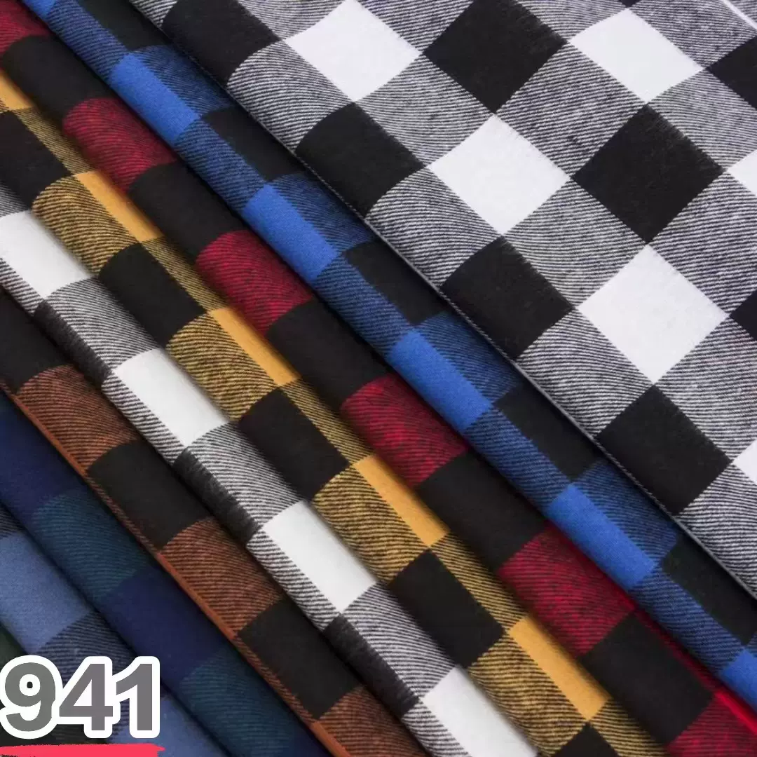 厂家现货21支纯棉色织磨毛格面料秋冬里布 时装面料 男士鞋包面料