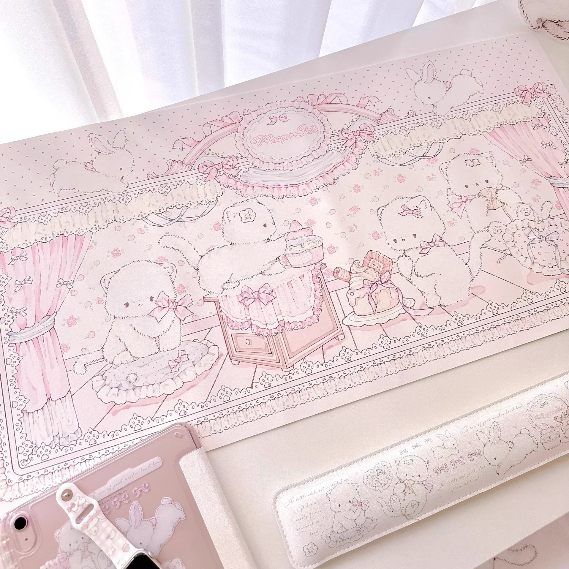 Four Kittens Leather Table Mats Dormitory Decoration Cartoon Cute Anti-Scalding and Stain-Resistant Office Mats Dining Table Mats Can Be Shipped on Behalf of Others