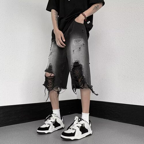 Youth Trendy Ins Seven-Foot Pants Spring Jeans Men Fashion High-Waist Minimalist Harajuku Trend