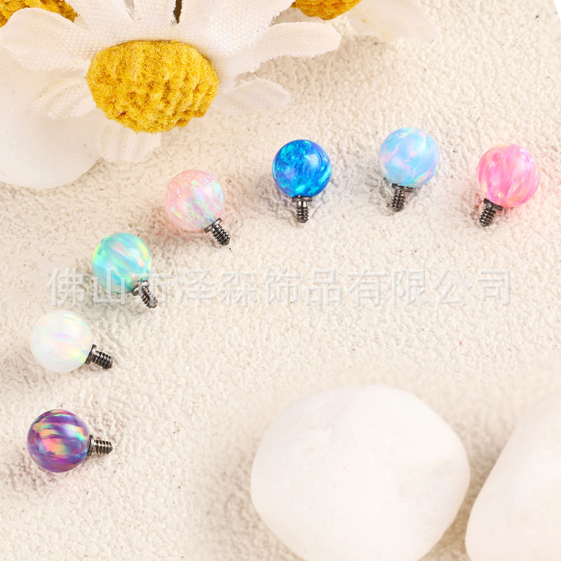 F136 Titanium Alloy Opal Ball Outer Teeth Tongue Barbell Lip Nail Tongue Nail Buried Nail Accessories detail image 7